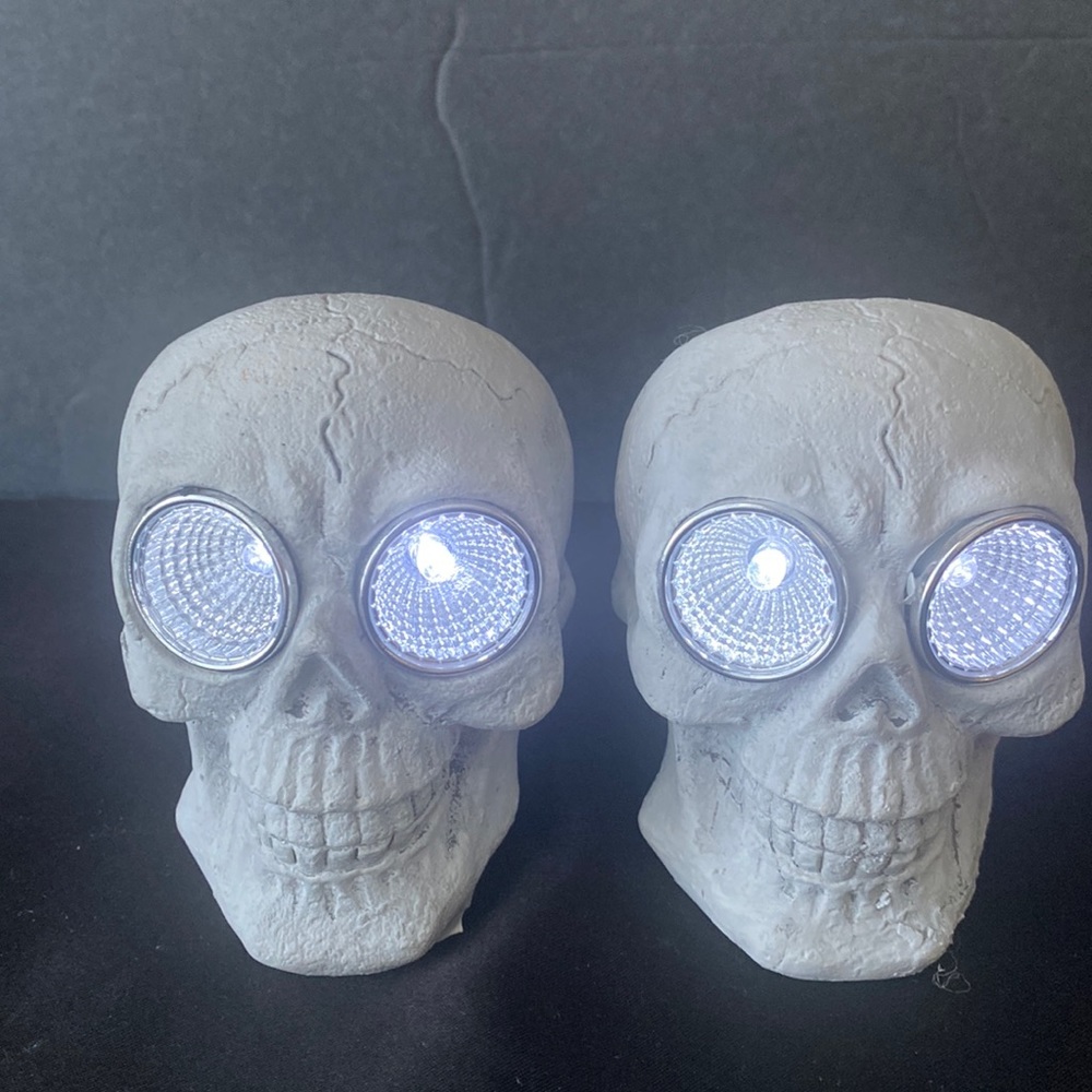 Halloween Skull LED Skeleton Solar Light Set of 2 NEW